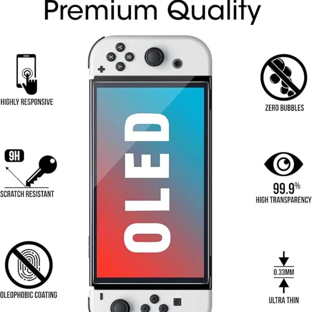 NWT amFilm Nintendo Switch Tempered Glass Screen Protector Compatible 7'' (2021)